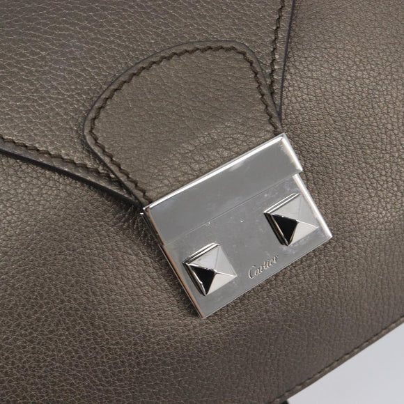 Cartier Marcello De Cartier Satchel Bag Leather 2way Bronze Silver Auth ka7019V