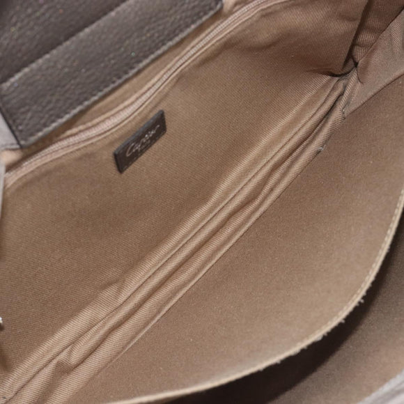 Cartier Marcello De Cartier Satchel Bag Leather 2way Bronze Silver Auth ka7019V