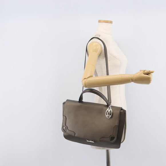 Cartier Marcello De Cartier Satchel Bag Leather 2way Bronze Silver Auth ka7019V