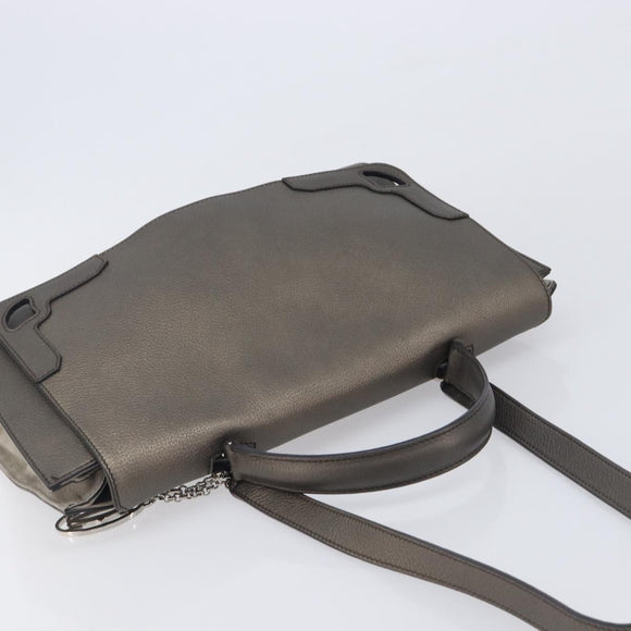 Cartier Marcello De Cartier Satchel Bag Leather 2way Bronze Silver Auth ka7019V