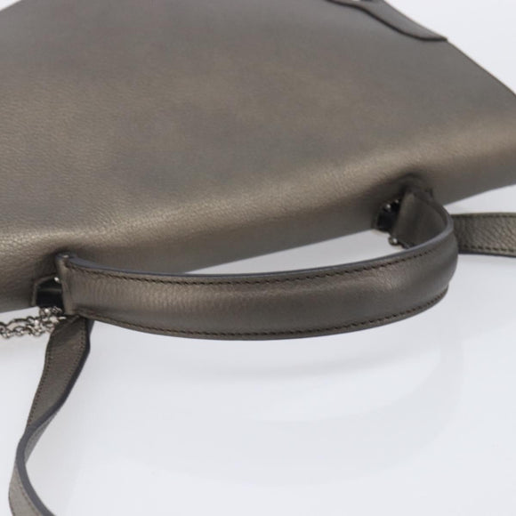 Cartier Marcello De Cartier Satchel Bag Leather 2way Bronze Silver Auth ka7019V