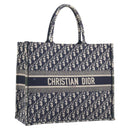 Christian Dior Trotter Canvas Oblique Book Tote Hand Bag Navy Auth ka7022-1