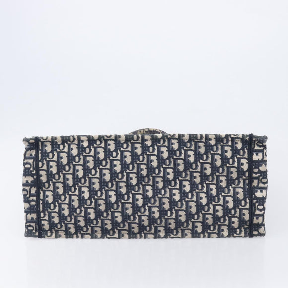 Christian Dior Trotter Canvas Oblique Book Tote Hand Bag Navy Auth ka7022