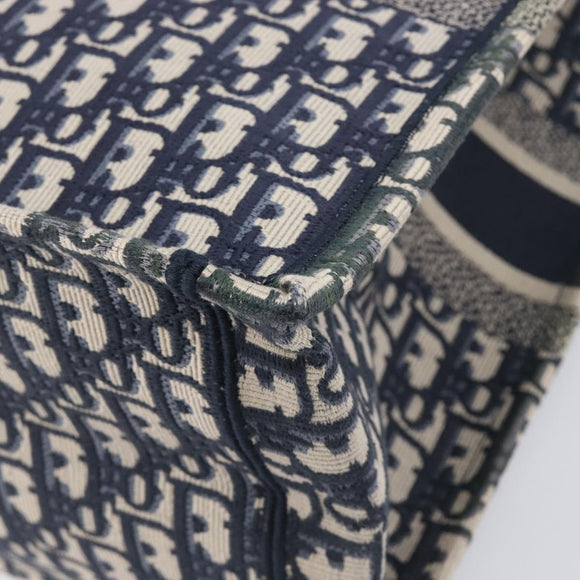 Christian Dior Trotter Canvas Oblique Book Tote Hand Bag Navy Auth ka7022
