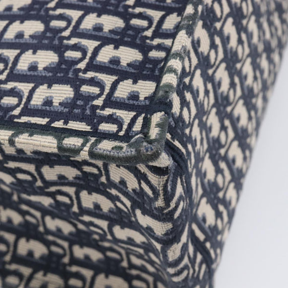 Christian Dior Trotter Canvas Oblique Book Tote Hand Bag Navy Auth ka7022
