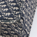 Christian Dior Trotter Canvas Oblique Book Tote Hand Bag Navy Auth ka7022-14