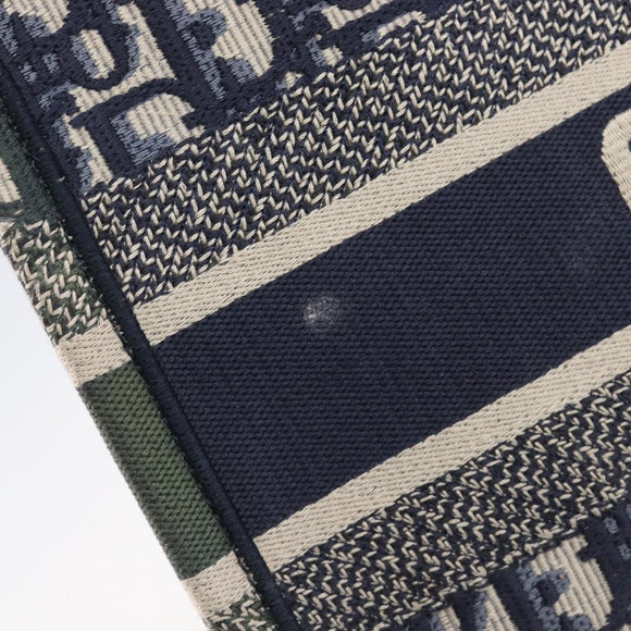 Christian Dior Trotter Canvas Oblique Book Tote Hand Bag Navy Auth ka7022