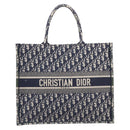 Christian Dior Trotter Canvas Oblique Book Tote Hand Bag Navy Auth ka7022-2