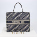 Christian Dior Trotter Canvas Oblique Book Tote Hand Bag Navy Auth ka7022-23