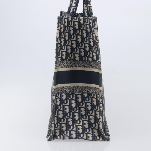 Christian Dior Trotter Canvas Oblique Book Tote Hand Bag Navy Auth ka7022