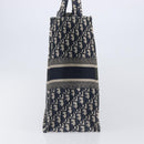 Christian Dior Trotter Canvas Oblique Book Tote Hand Bag Navy Auth ka7022-5