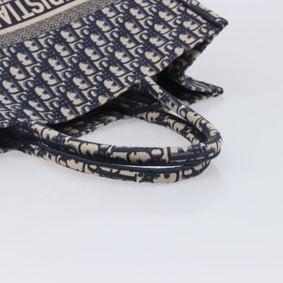 Christian Dior Trotter Canvas Oblique Book Tote Hand Bag Navy Auth ka7022