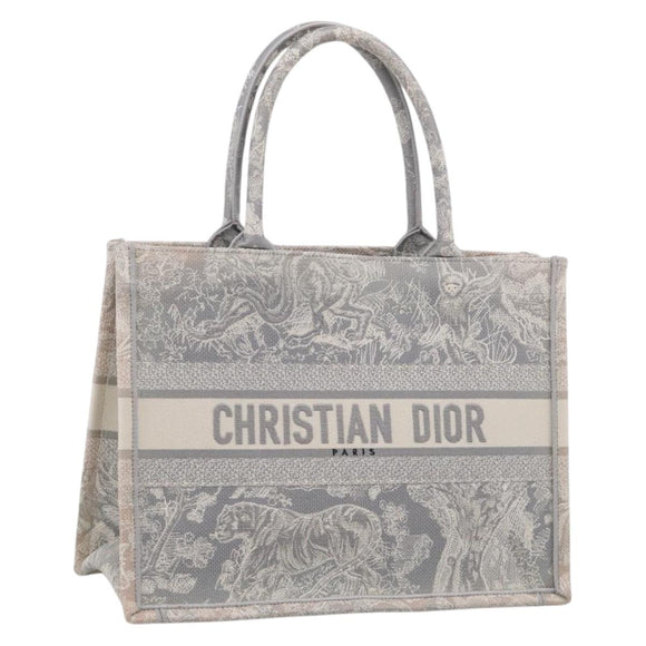 Christian Dior Toile De Jouy Book Tote Tote Bag Canvas Gray Auth ka7023