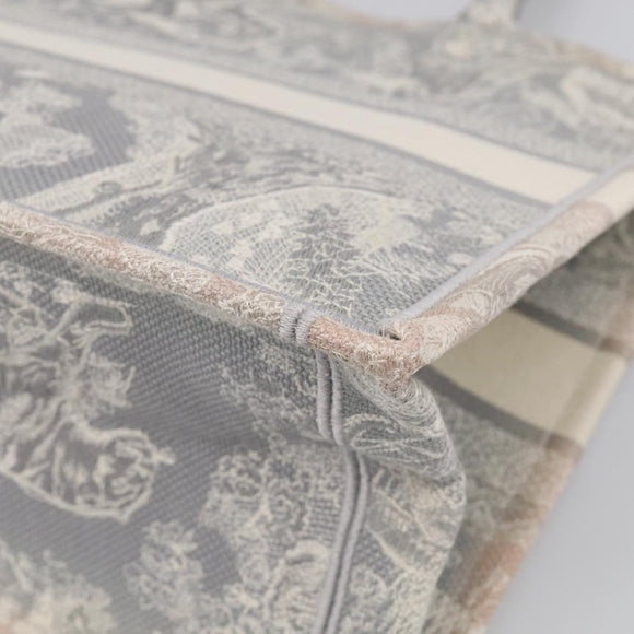 Christian Dior Toile De Jouy Book Tote Tote Bag Canvas Gray Auth ka7023