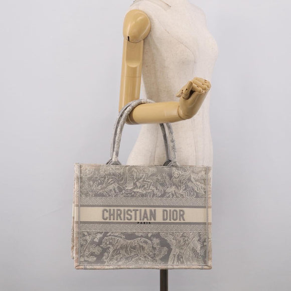 Christian Dior Toile De Jouy Book Tote Tote Bag Canvas Gray Auth ka7023