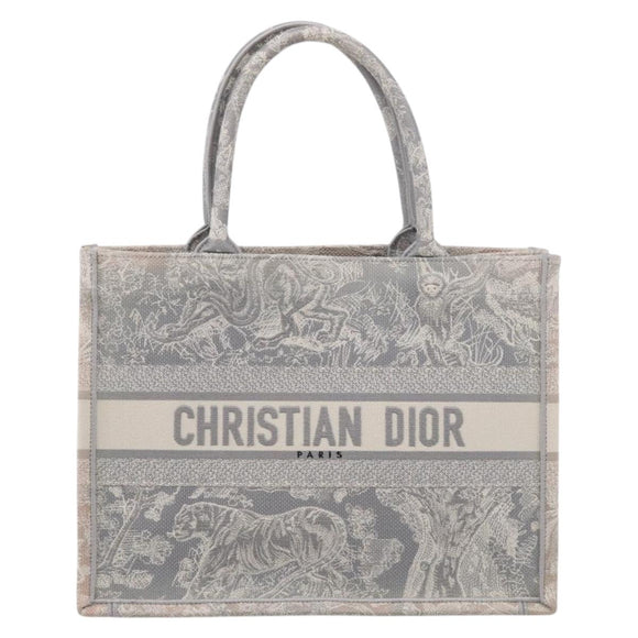 Christian Dior Toile De Jouy Book Tote Tote Bag Canvas Gray Auth ka7023