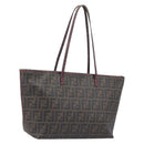 FENDI Zucca Canvas Tote Bag PVC Black Brown UZD 2111 Auth ka7025-1
