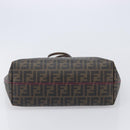 FENDI Zucca Canvas Tote Bag PVC Black Brown UZD 2111 Auth ka7025-11