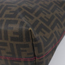 FENDI Zucca Canvas Tote Bag PVC Black Brown UZD 2111 Auth ka7025-12