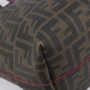 FENDI Zucca Canvas Tote Bag PVC Black Brown UZD 2111 Auth ka7025-13
