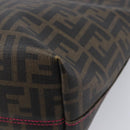 FENDI Zucca Canvas Tote Bag PVC Black Brown UZD 2111 Auth ka7025-14