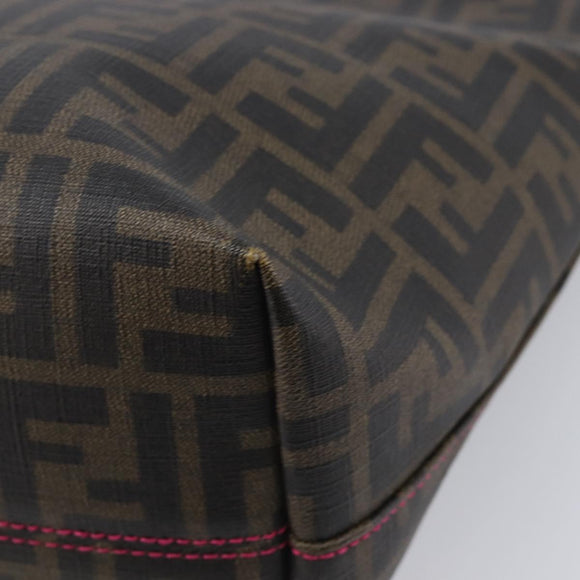 FENDI Zucca Canvas Tote Bag PVC Black Brown UZD 2111 Auth ka7025