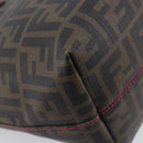 FENDI Zucca Canvas Tote Bag PVC Black Brown UZD 2111 Auth ka7025-15