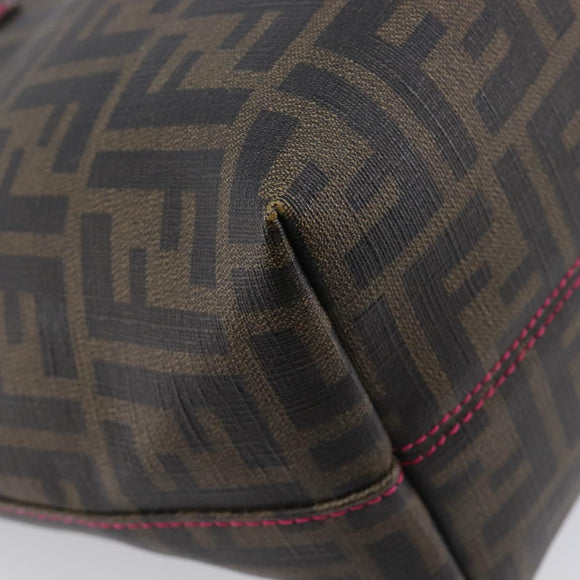 FENDI Zucca Canvas Tote Bag PVC Black Brown UZD 2111 Auth ka7025