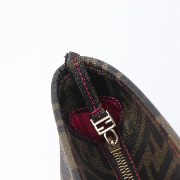 FENDI Zucca Canvas Tote Bag PVC Black Brown UZD 2111 Auth ka7025