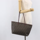 FENDI Zucca Canvas Tote Bag PVC Black Brown UZD 2111 Auth ka7025-24