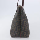 FENDI Zucca Canvas Tote Bag PVC Black Brown UZD 2111 Auth ka7025-4