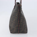 FENDI Zucca Canvas Tote Bag PVC Black Brown UZD 2111 Auth ka7025-5