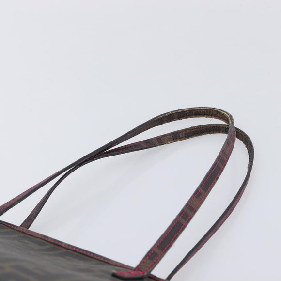FENDI Zucca Canvas Tote Bag PVC Black Brown UZD 2111 Auth ka7025