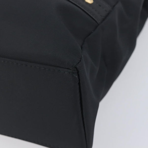 Gianni Versace Tote Bag Nylon Black Gold Auth ka7026