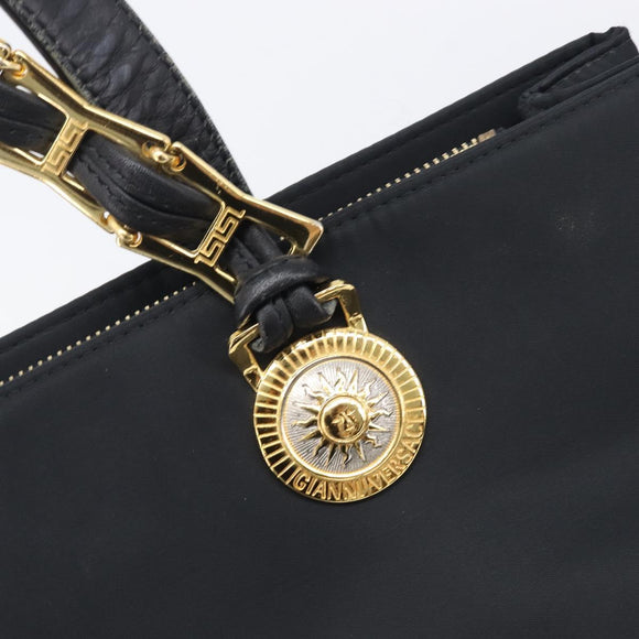 Gianni Versace Tote Bag Nylon Black Gold Auth ka7026