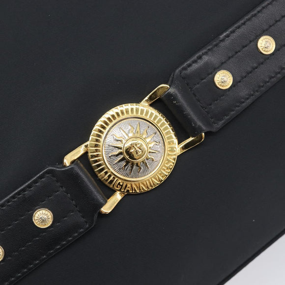 Gianni Versace Tote Bag Nylon Black Gold Auth ka7026