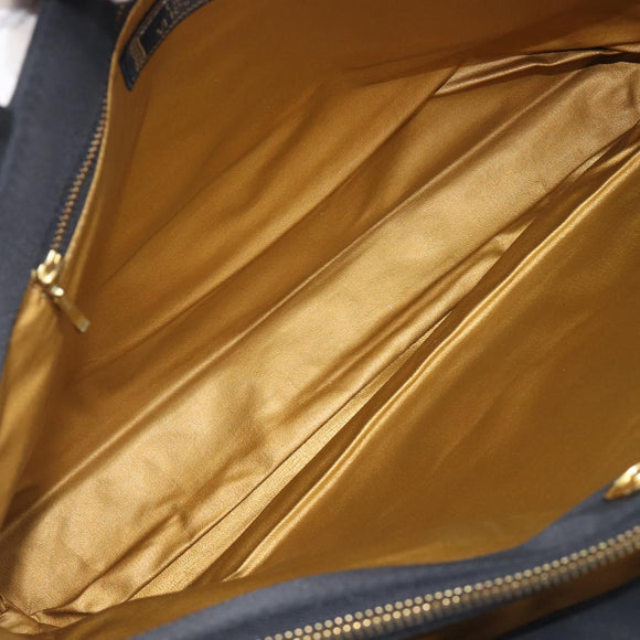 Gianni Versace Tote Bag Nylon Black Gold Auth ka7026