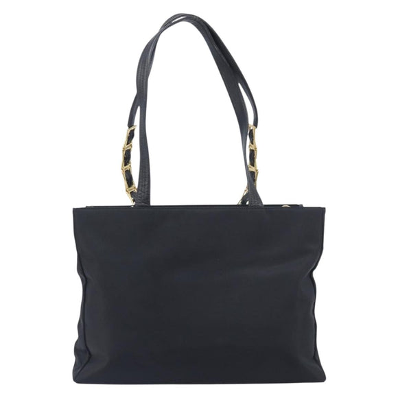 Gianni Versace Tote Bag Nylon Black Gold Auth ka7026