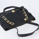 Gianni Versace Tote Bag Nylon Black Gold Auth ka7026-6