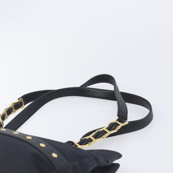 Gianni Versace Tote Bag Nylon Black Gold Auth ka7026