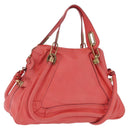 Chloe Paraty Hand Bag Leather 2way Pink Gold Auth ka7028A-1