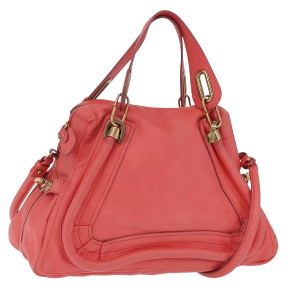 Chloe Paraty Hand Bag Leather 2way Pink Gold Auth ka7028A