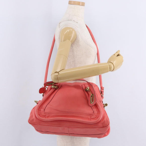 Chloe Paraty Hand Bag Leather 2way Pink Gold Auth ka7028A