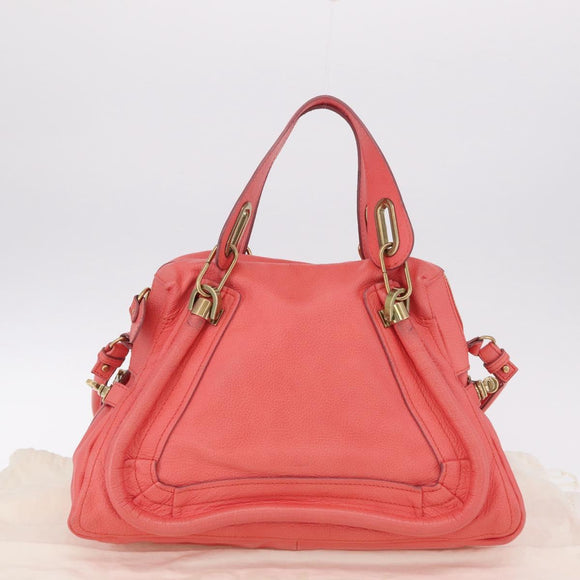 Chloe Paraty Hand Bag Leather 2way Pink Gold Auth ka7028A