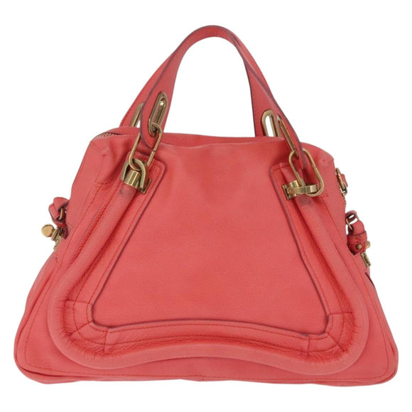 Chloe Paraty Hand Bag Leather 2way Pink Gold Auth ka7028A