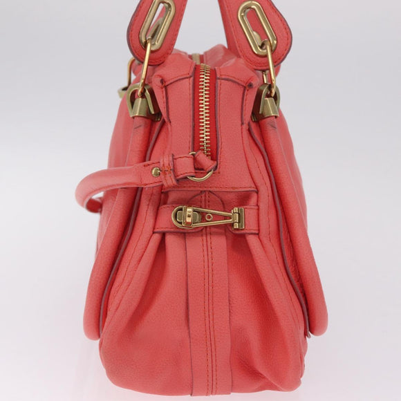 Chloe Paraty Hand Bag Leather 2way Pink Gold Auth ka7028A
