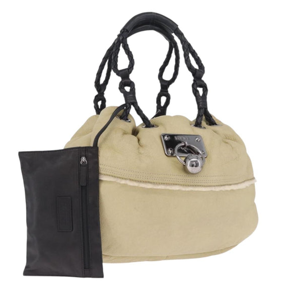 LOEWE Hand Bag Leather Green Silver Auth ka7029A
