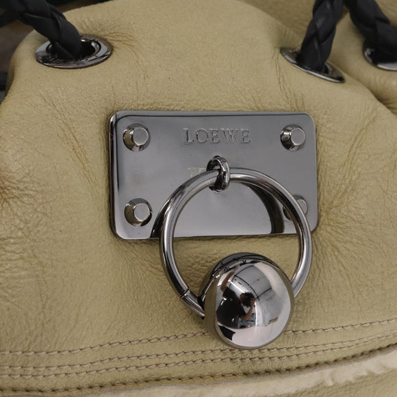 LOEWE Hand Bag Leather Green Silver Auth ka7029A