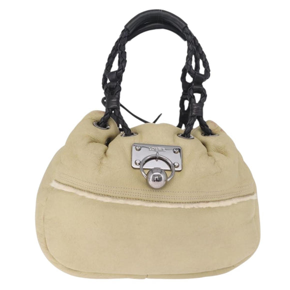 LOEWE Hand Bag Leather Green Silver Auth ka7029A