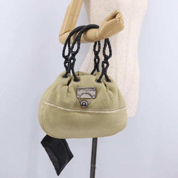 LOEWE Hand Bag Leather Green Silver Auth ka7029A